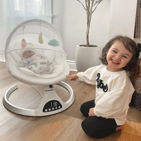 Electric Baby Swing for Infants , 5 Sway Speed, Remote Control, White