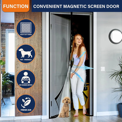 Magnetic Screen Door - the Original Self-Closing, Pet Friendly Walk through Door Screen Magnetic Closure (35 X 82 Inch) - Retractable Screen Door Mesh Keeps Bugs Out - Magnet Screen Door