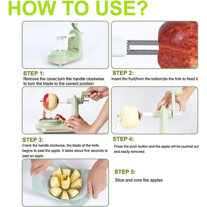 Multi-Function Apple Peeler Rotary Apple Pear Peeler Stainless Steel Apple Mango Potato Peeler with Suction Base JT185