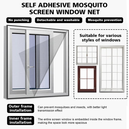 Mosquito Nets for Windows Fly Screen Window Magnetic Fly Screen for Windows Self-Adhesive Tape for Windows Keeps Beetles/Flies