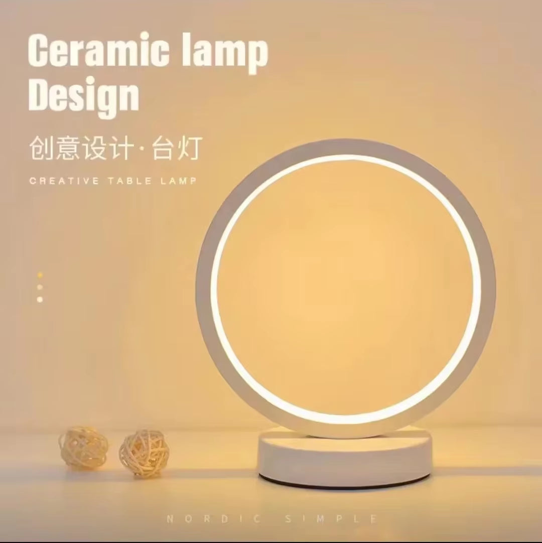 20CM LED Simple Circular Ring Table Lamp Bedroom Bedside Living Room Restaurant Hotel Decorative Lamp Dimmable round Night Light
