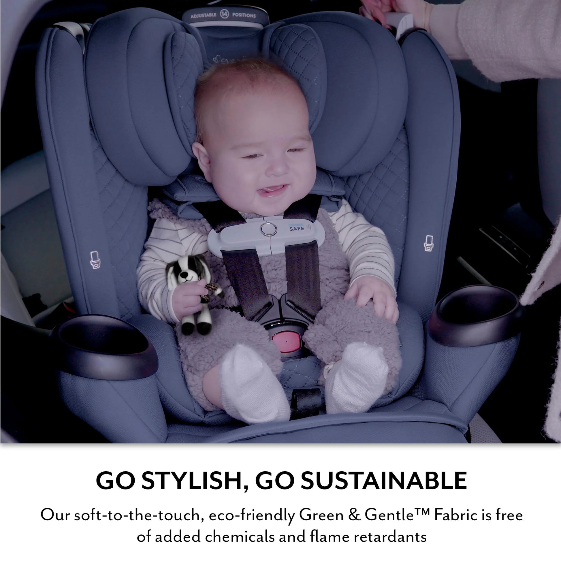Revolve360 Extend All-In-One Rotating Car Seat with Green & Gentle Fabric, Flint