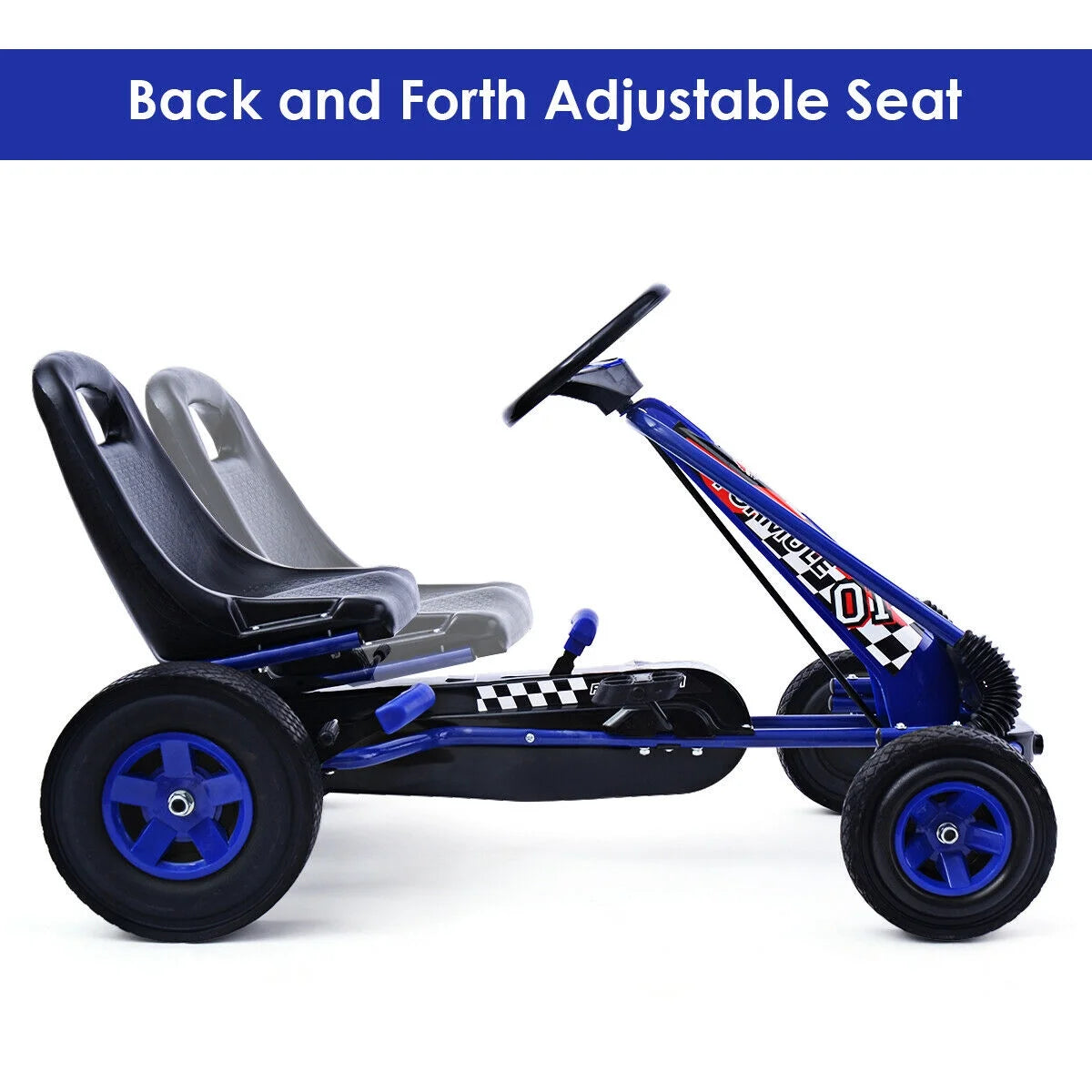 4 Wheels Kids Ride on Pedal Powered Bike Go Kart Racer Car Outdoor Play Toy Blue