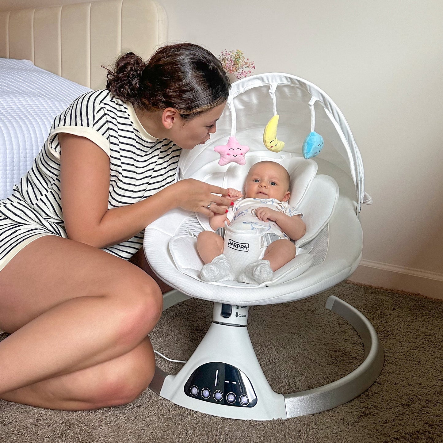 Electric Baby Swing for Infants , 5 Sway Speed, Remote Control, White