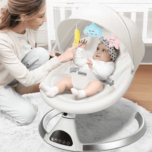 Electric Baby Swing for Infants , 5 Sway Speed, Remote Control, White